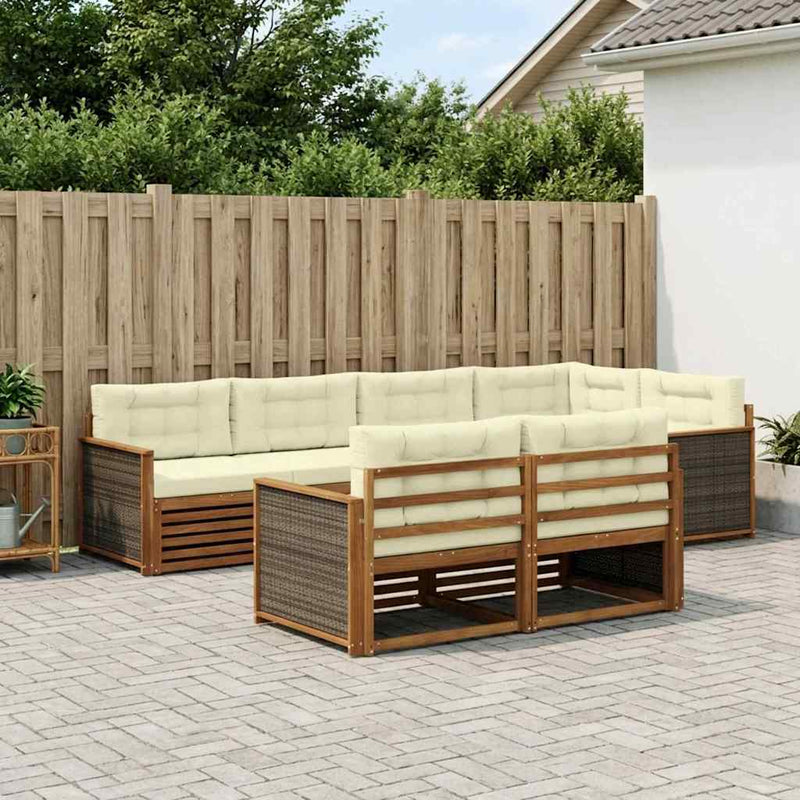 Set de canapele de exterior 7 buc. Natural și Crem