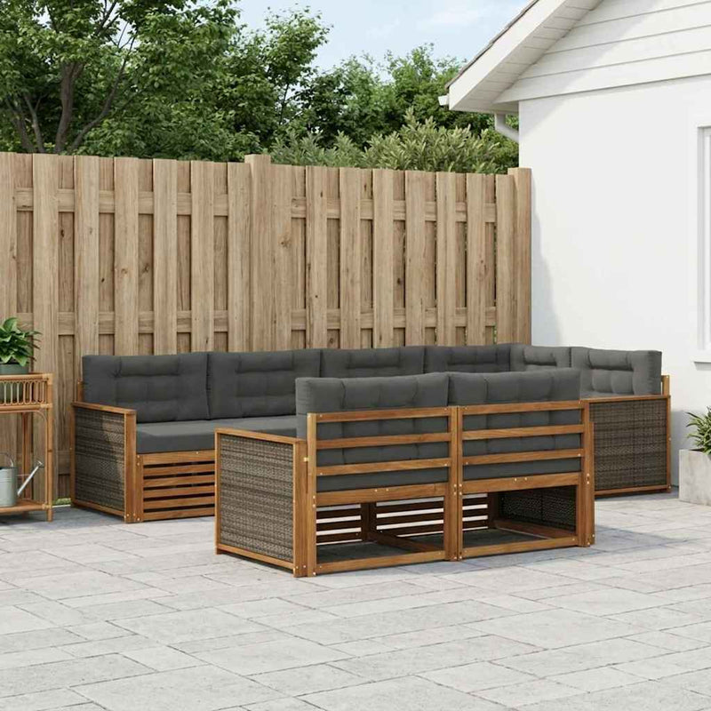 Set de canapele de exterior 7 buc. Natural și Antracit