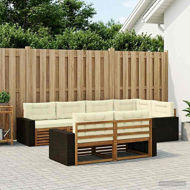 Set de canapele de exterior 7 buc. Natural și Crem