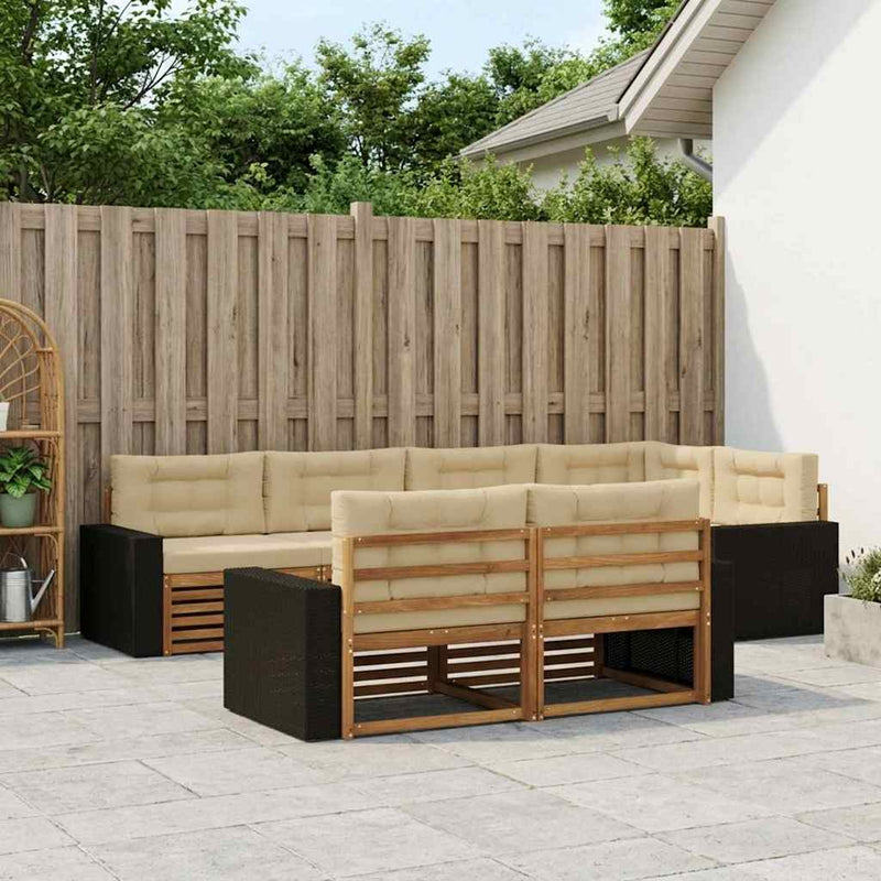 Set de canapele de exterior 7 buc. Natural și Bej