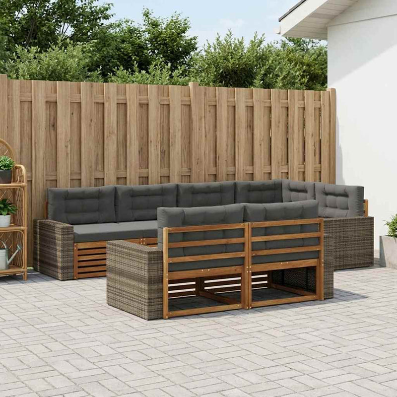 Set de canapele de exterior 7 buc. Natural și Antracit