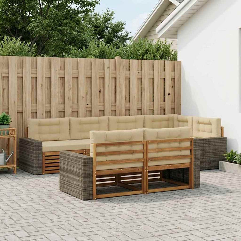 Set de canapele de exterior 7 buc. Natural și Bej