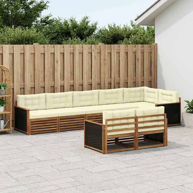 Set de canapele de exterior 8 buc. Natural și Crem