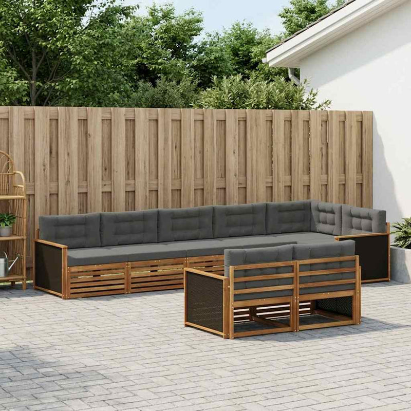 Set de canapele de exterior 8 buc. Natural și Antracit