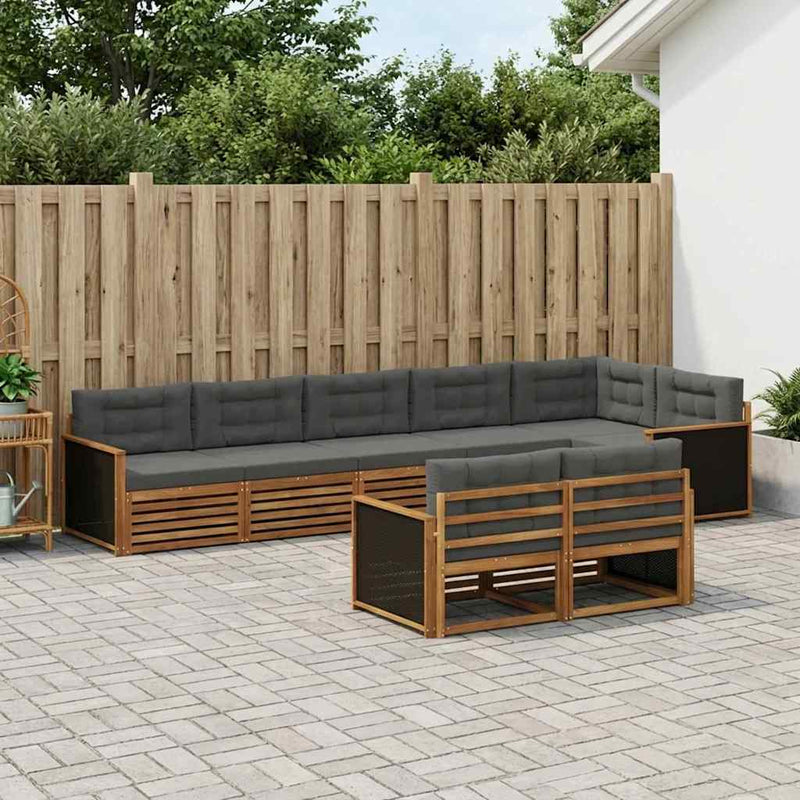 Set de canapele de exterior 8 buc. Natural și Antracit