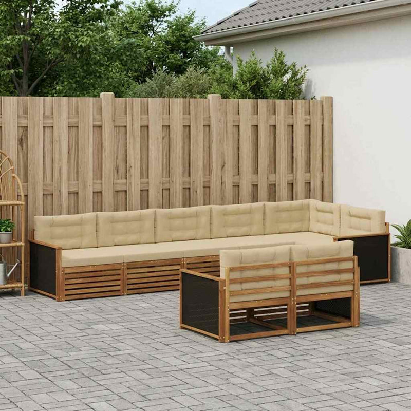 Set de canapele de exterior 8 buc. Natural și Bej