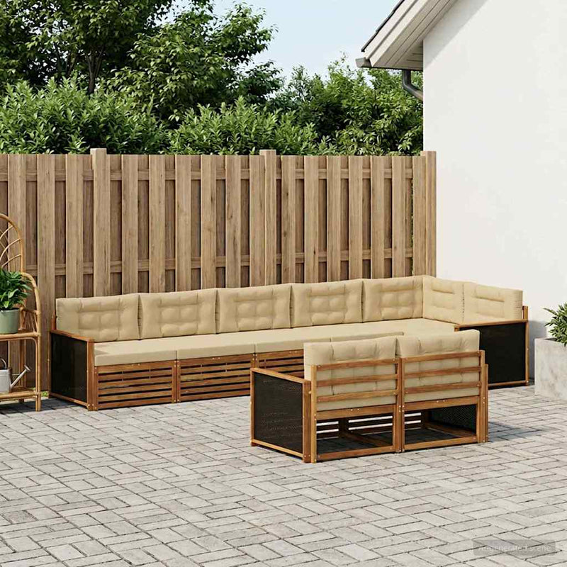 Set de canapele de exterior 8 buc. Natural și Bej