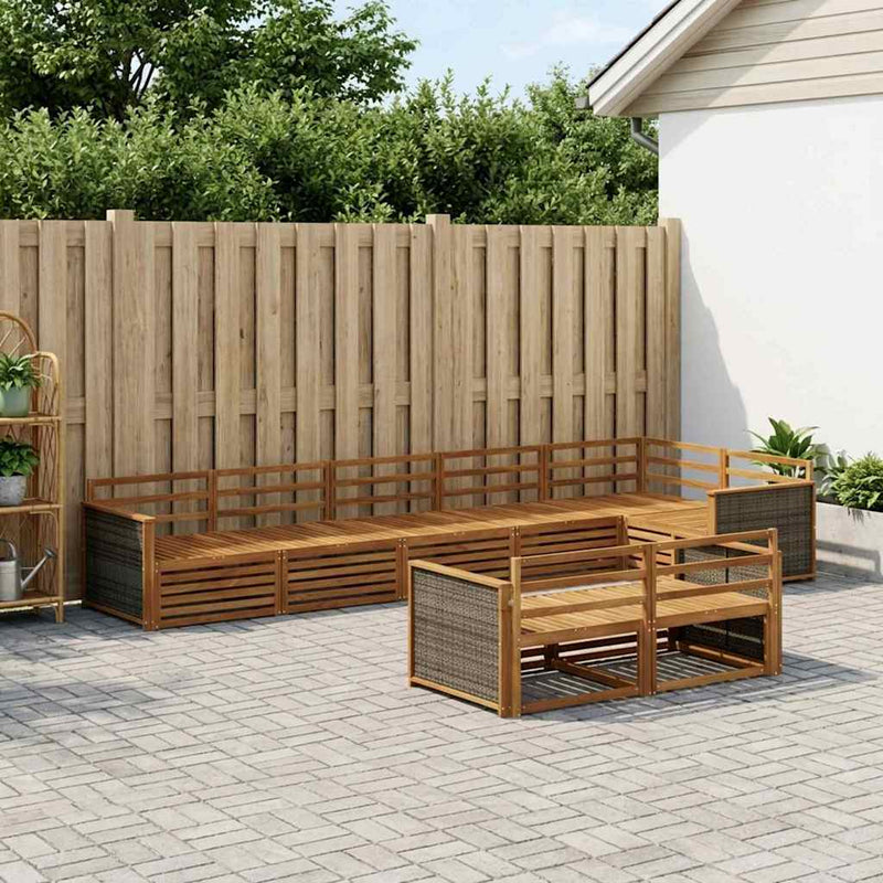 Set de canapele de exterior 8 buc. natural