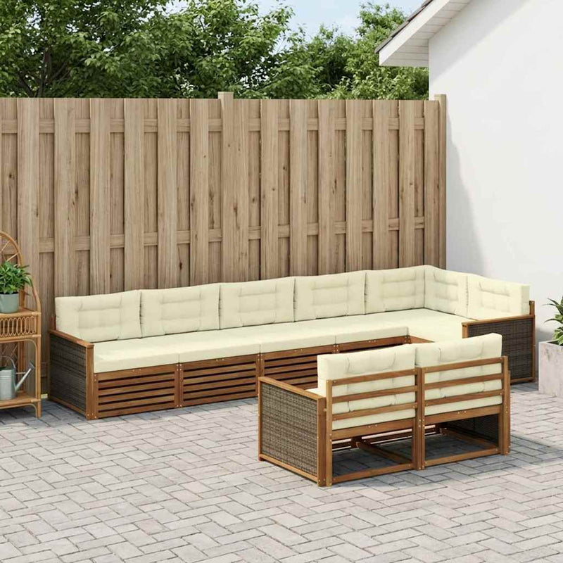Set de canapele de exterior 8 buc. Natural și Crem