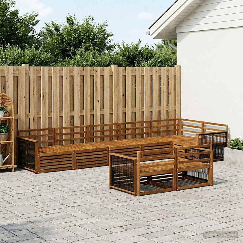 Set de canapele de exterior 8 buc. natural