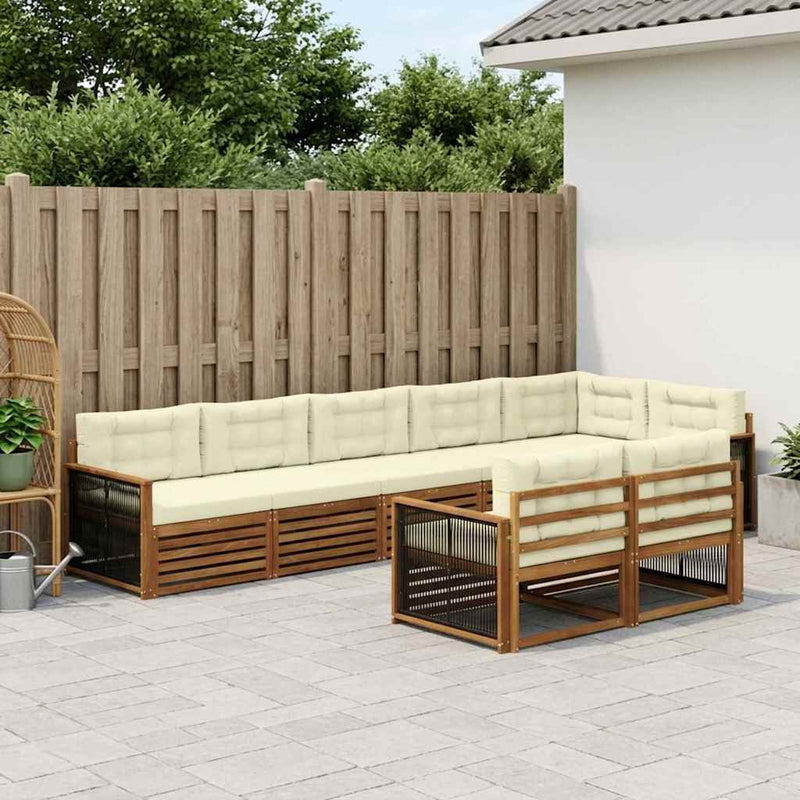 Set de canapele de exterior 8 buc. Natural și Crem