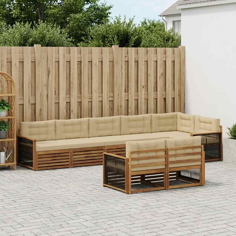 Set de canapele de exterior 8 buc. Natural și Bej