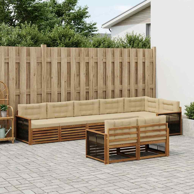 Set de canapele de exterior 8 buc. Natural și Bej