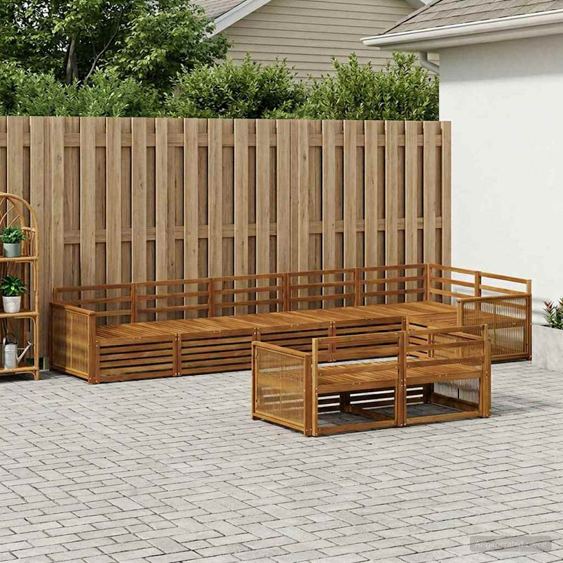 Set de canapele de exterior 8 buc. natural