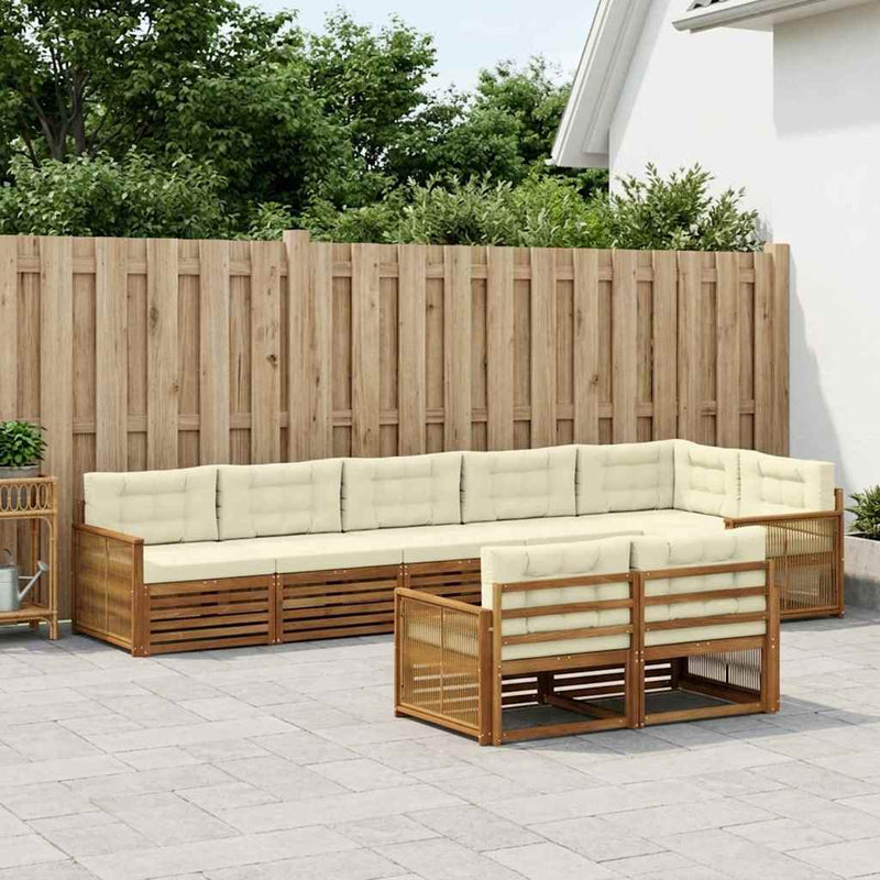 Set de canapele de exterior 8 buc. Natural și Crem