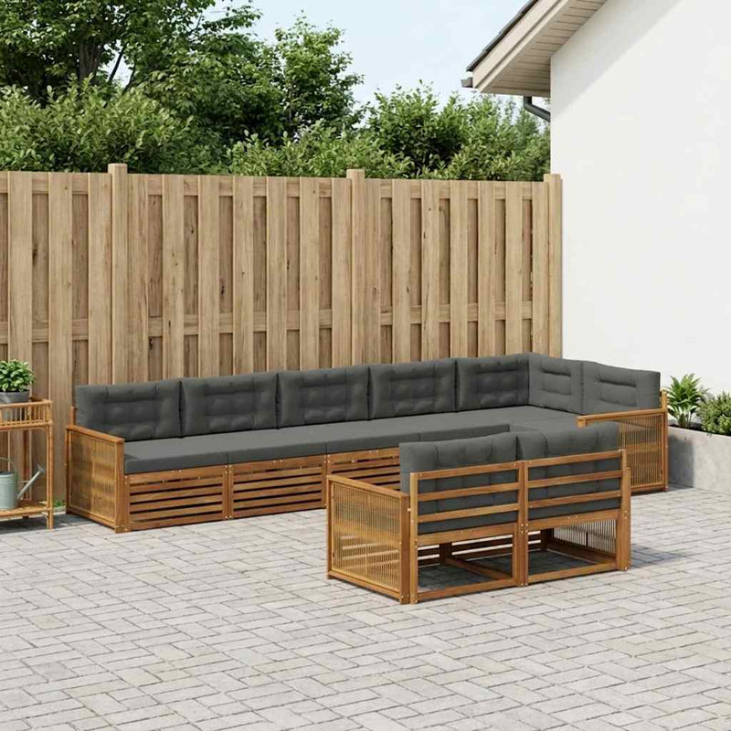 Set de canapele de exterior 8 buc. Natural și Antracit