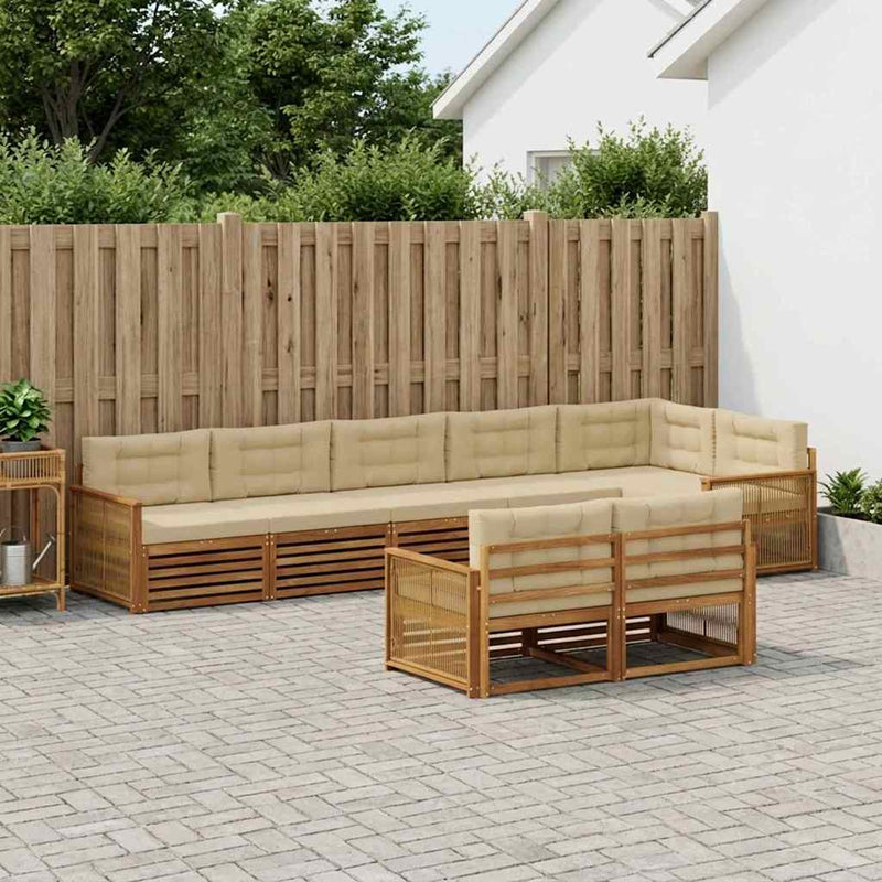 Set de canapele de exterior 8 buc. Natural și Bej