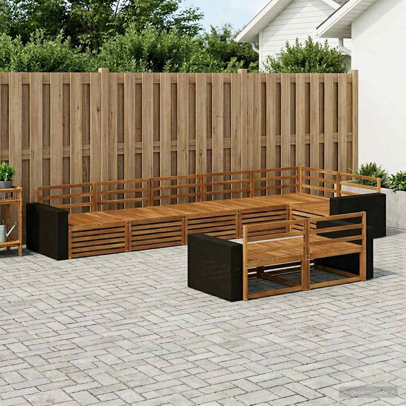 Set de canapele de exterior 8 buc. natural