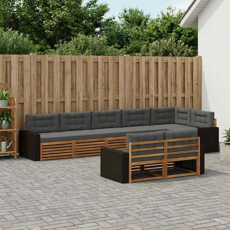 Set de canapele de exterior 8 buc. Natural și Antracit