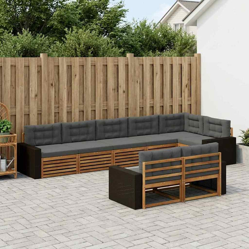 Set de canapele de exterior 8 buc. Natural și Antracit