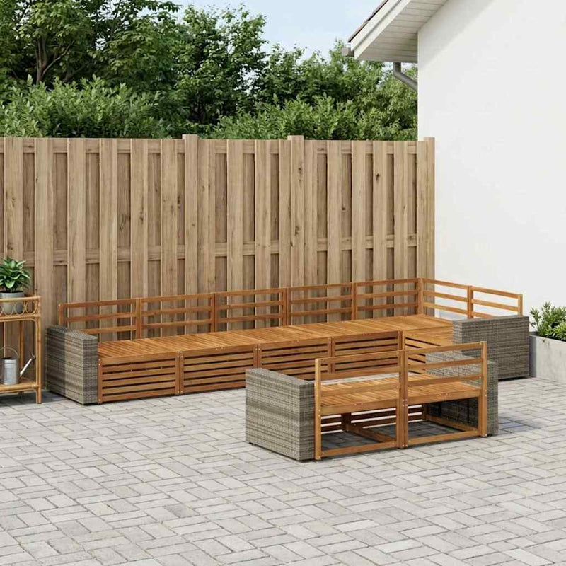Set de canapele de exterior 8 buc. natural