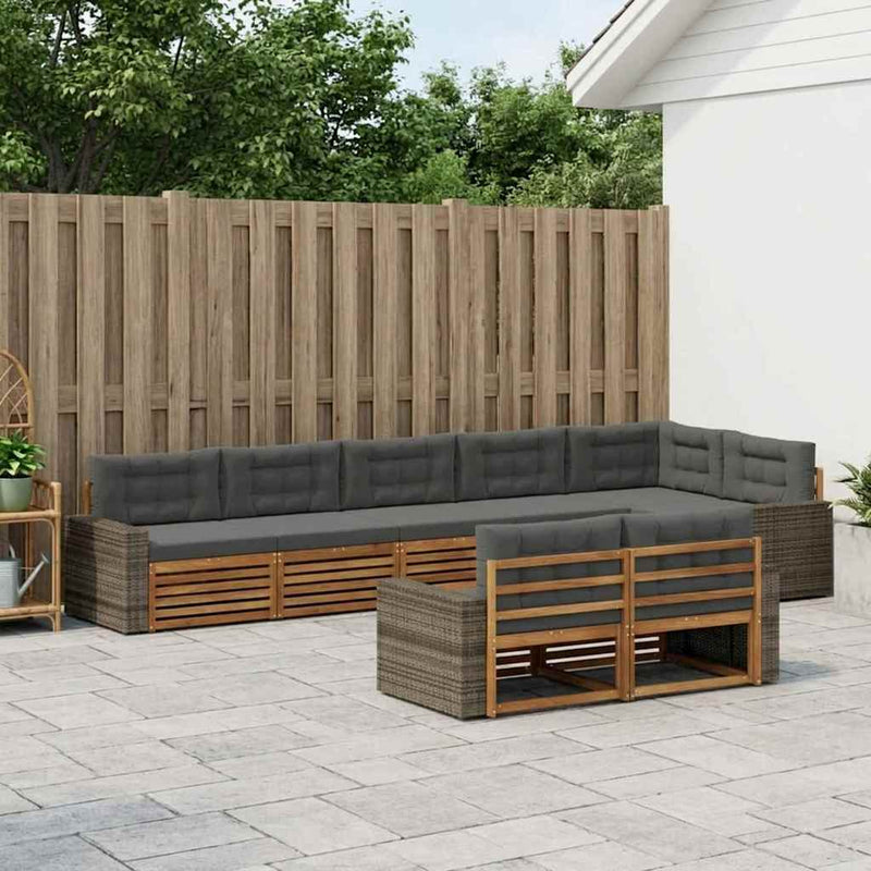 Set de canapele de exterior 8 buc. Natural și Antracit