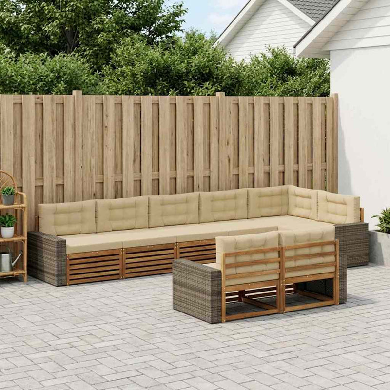 Set de canapele de exterior 8 buc. Natural și Bej