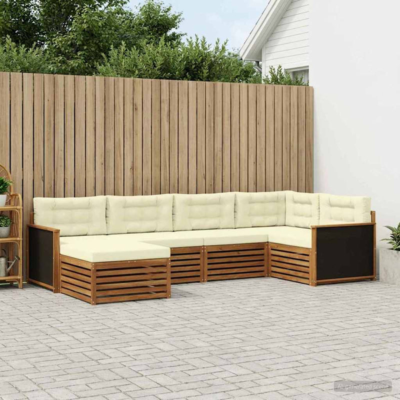 Set de canapele de exterior 6 buc. Natural și Crem