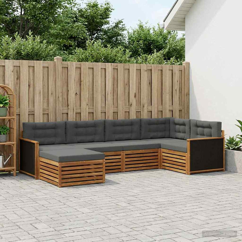 Set de canapele de exterior 6 buc. Natural și Antracit