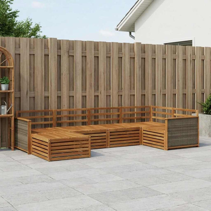 Set de canapele de exterior 6 buc. natural