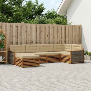 Set de canapele de exterior 6 buc. Natural și Bej