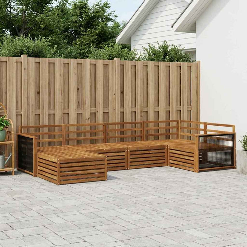 Set de canapele de exterior 6 buc. natural