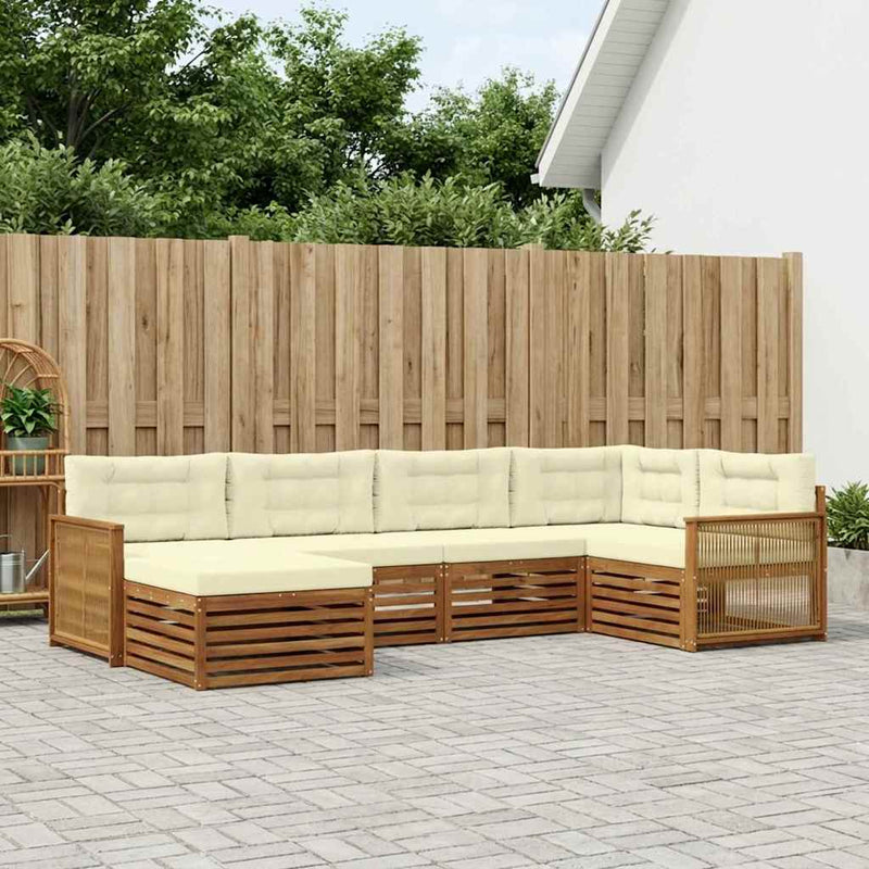 Set de canapele de exterior 6 buc. Natural și Crem
