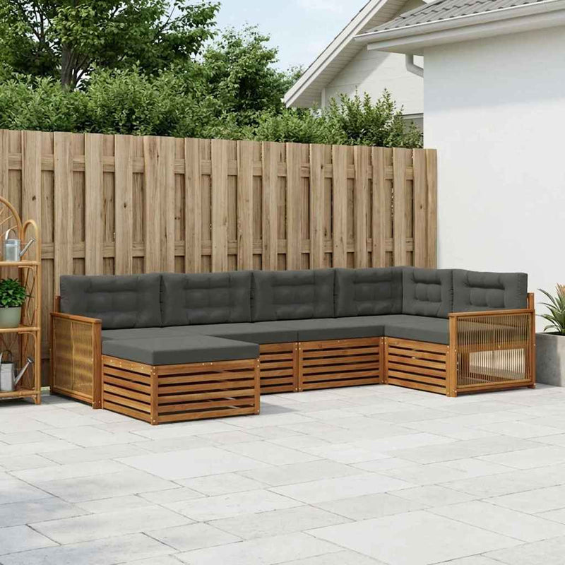 Set de canapele de exterior 6 buc. Natural și Antracit