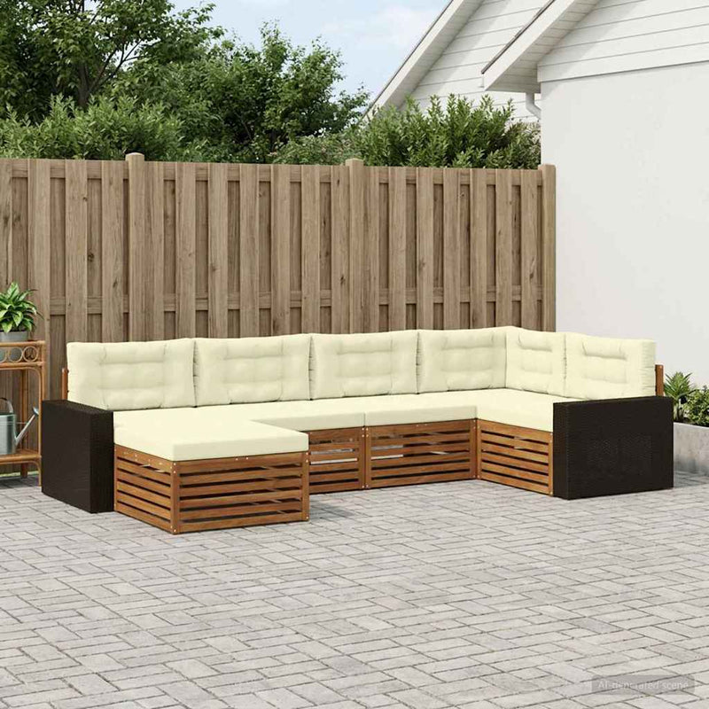 Set de canapele de exterior 6 buc. Natural și Crem