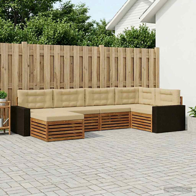 Set de canapele de exterior 6 buc. Natural și Bej