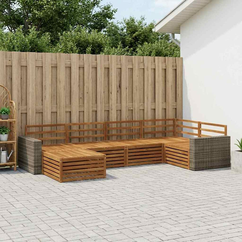 Set de canapele de exterior 6 buc. natural