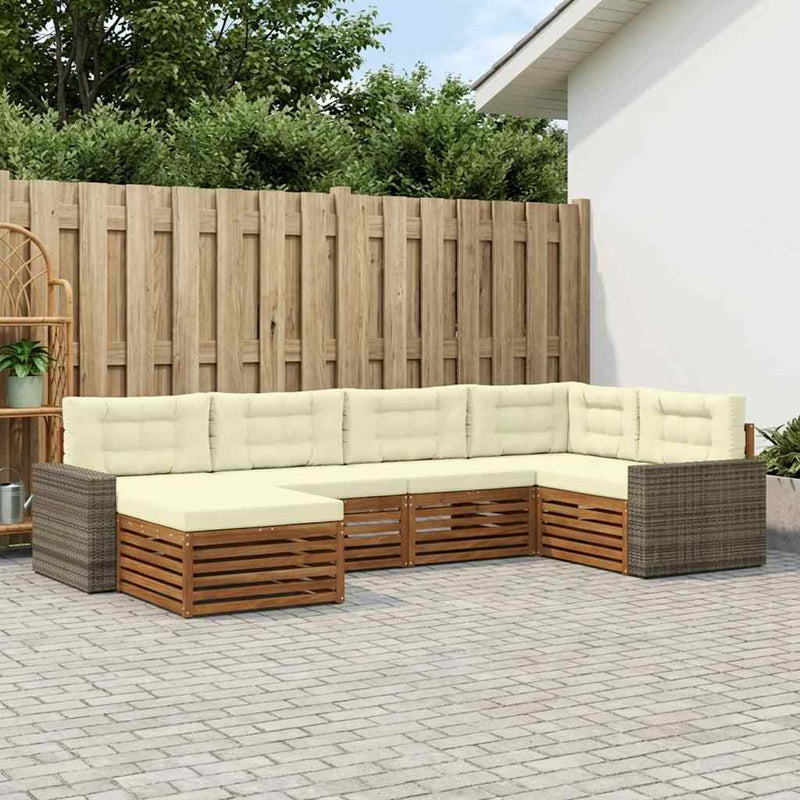 Set de canapele de exterior 6 buc. Natural și Crem
