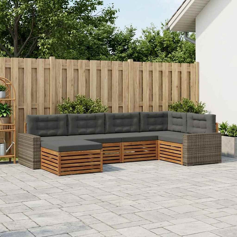 Set de canapele de exterior 6 buc. Natural și Antracit