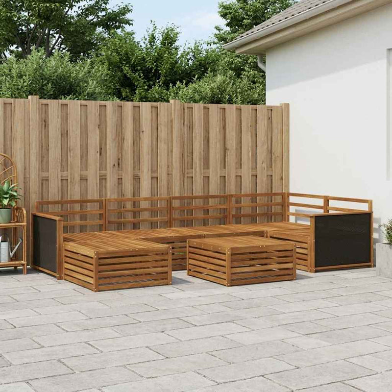 Set de canapele de exterior 7 buc. natural