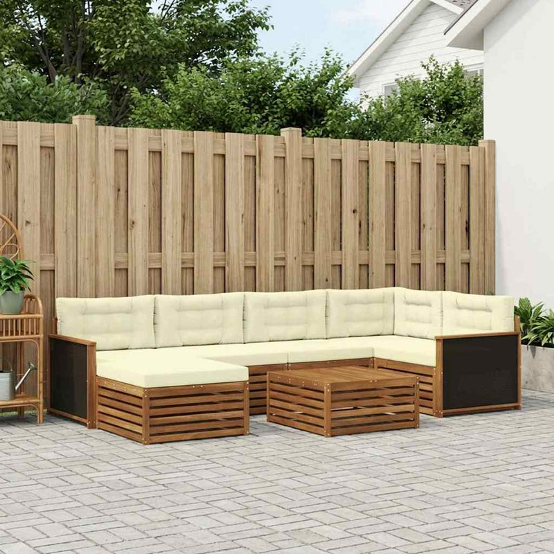 Set de canapele de exterior 7 buc. Natural și Crem