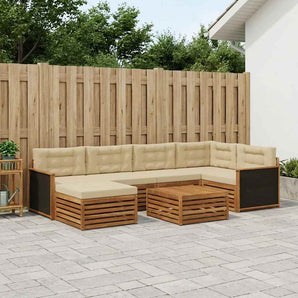 Set de canapele de exterior 7 buc. Natural și Bej