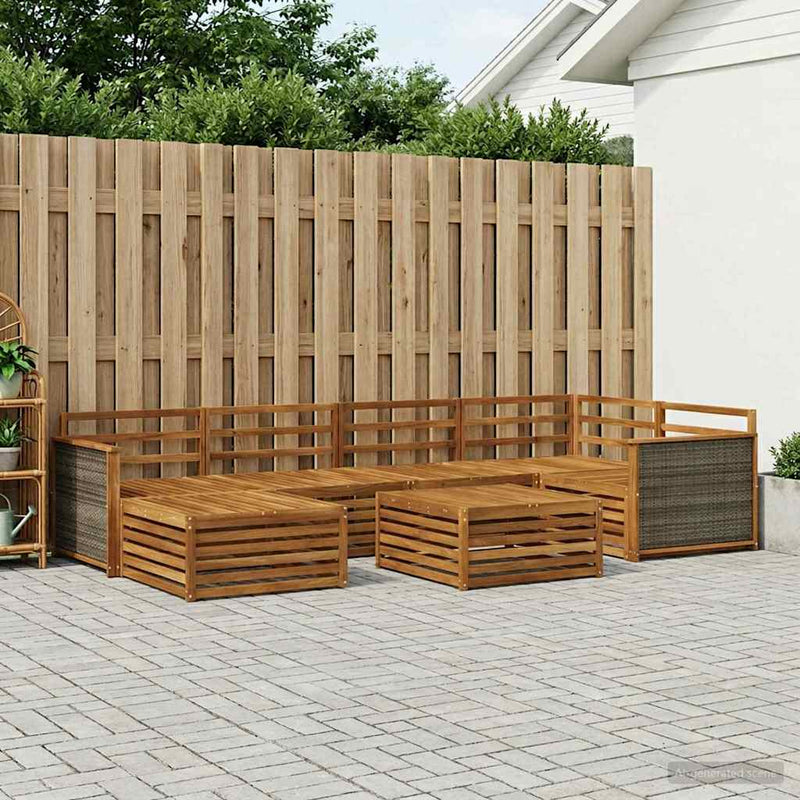 Set de canapele de exterior 7 buc. natural