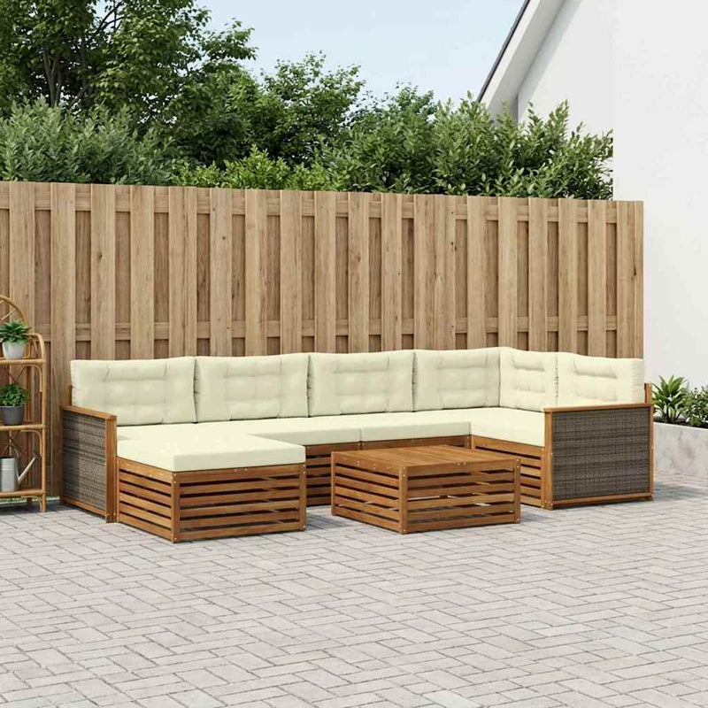Set de canapele de exterior 7 buc. Natural și Crem