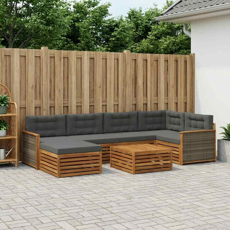 Set de canapele de exterior 7 buc. Natural și Antracit