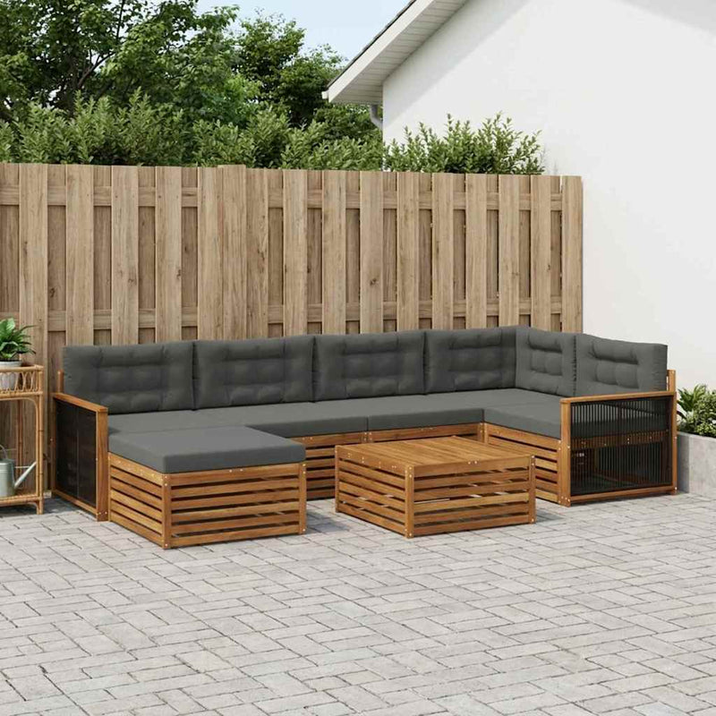 Set de canapele de exterior 7 buc. Natural și Antracit