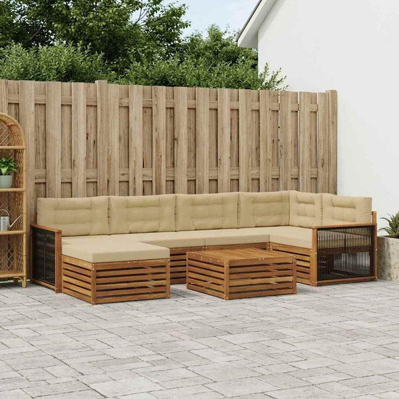 Set de canapele de exterior 7 buc. Natural și Bej