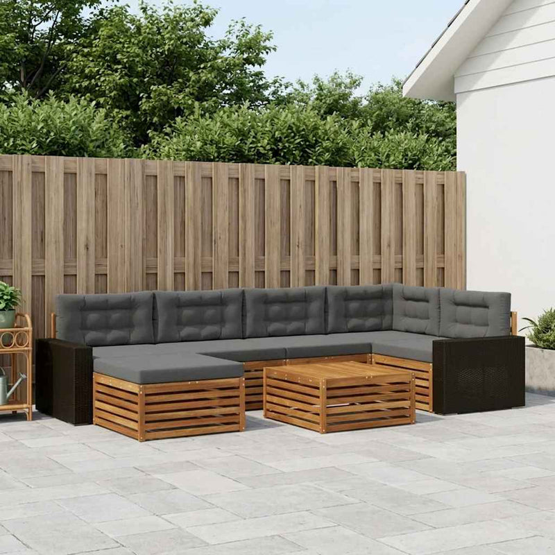 Set de canapele de exterior 7 buc. Natural și Antracit