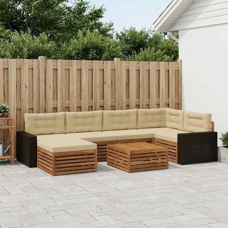 Set de canapele de exterior 7 buc. Natural și Bej