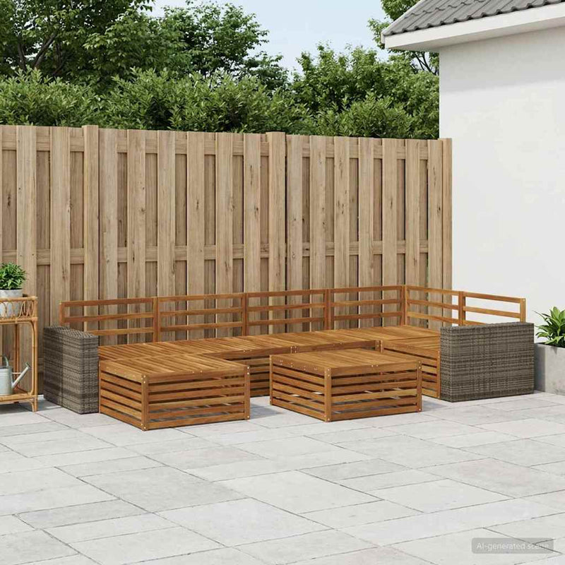 Set de canapele de exterior 7 buc. natural